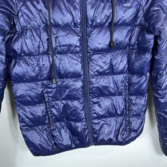 Zara TRF Warm Wear Ultralight Down Full Zip Deep Blue Hoodie Womens Size Medium - Picture 4 of 12